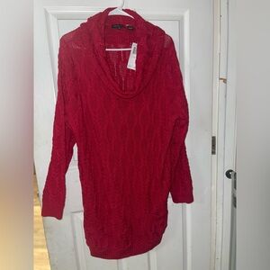 NWT Jeanne pierre Vibrant Red Cowl Neck Sweater Size 1XL